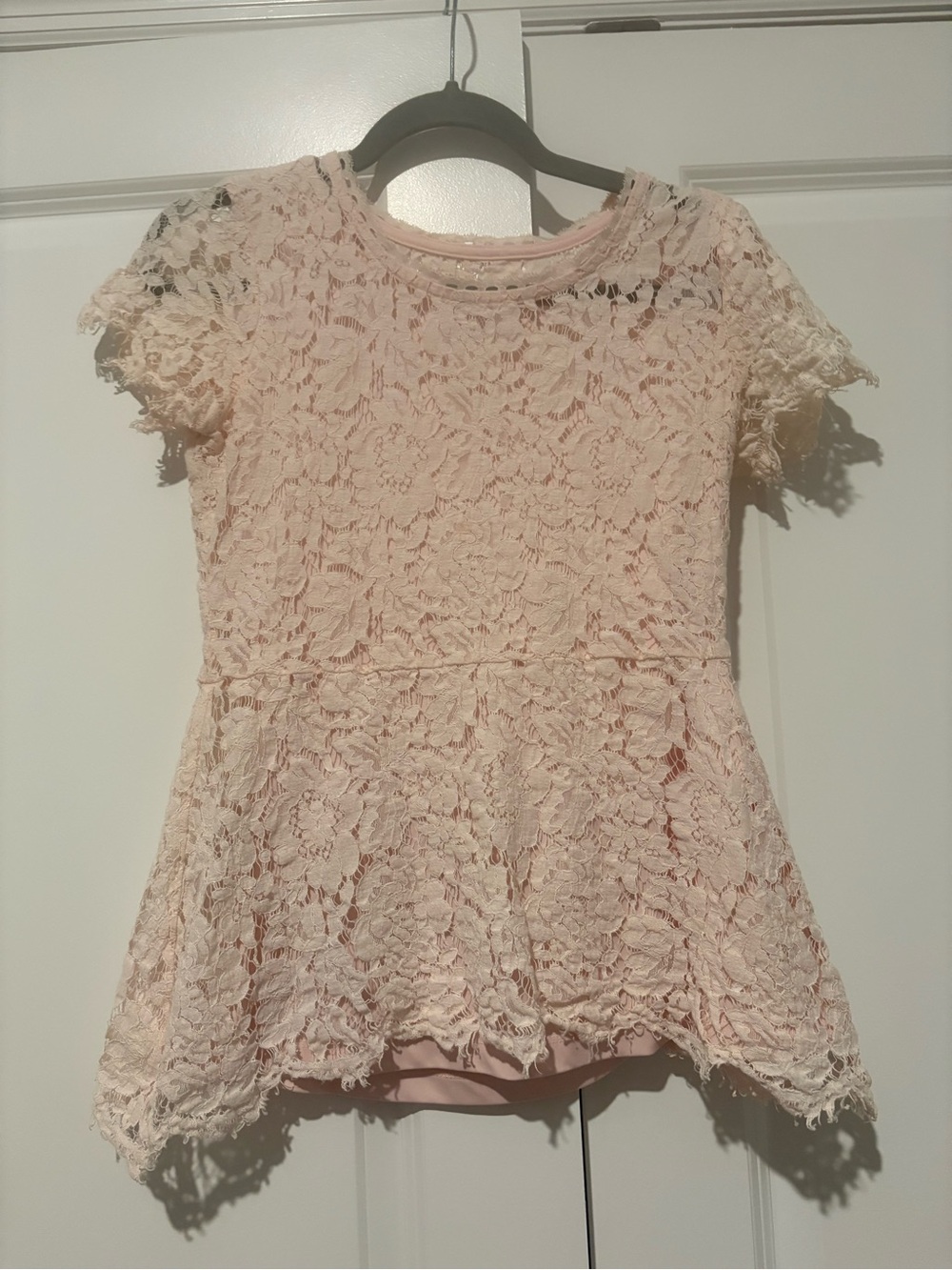 Isaac Mizrahi Live Night Pink Lace Peplum Blouse